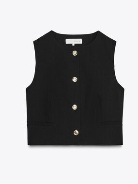 Zara gold Button Black Vest